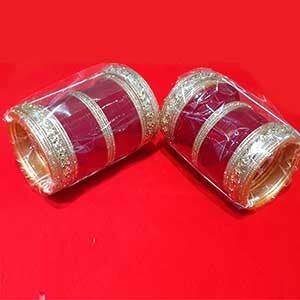 Shahi Bridal Chura Red & Gold-SK257