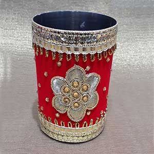 Shagan Red Glass with Golden Work for Punjabi Wedding- Glass1