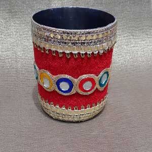 Shagan Red Glass with Golden Work for Punjabi Wedding- Glass4