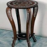 White inlaid Planter Table