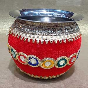 Decorated Gadvi Red Lota for Wedding Ceremony - Gadvi9